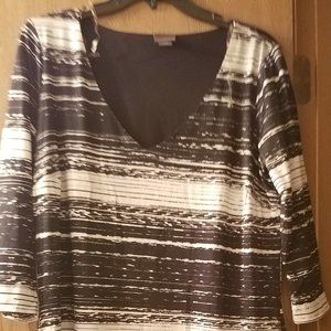 Black & white striped 3/4 sleeve dress by …
